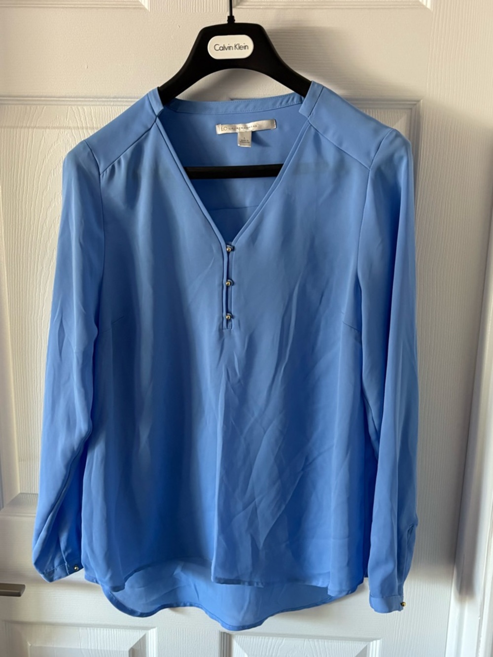 LC Lauren Conrad long-sleeve blouse with a split neck and button details Size L